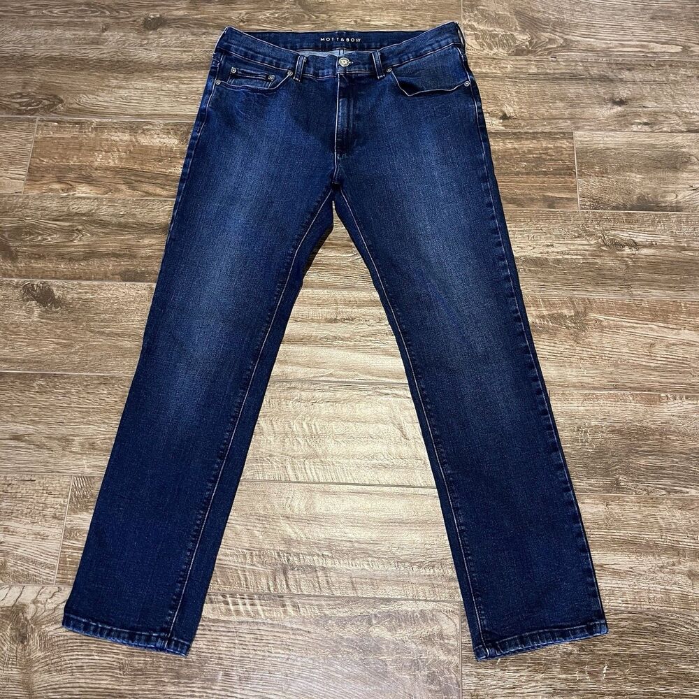Mott & Bow Jeans Mens 32x29 Dark Blue Staples Slim Denim Stretch Fade Streetwear